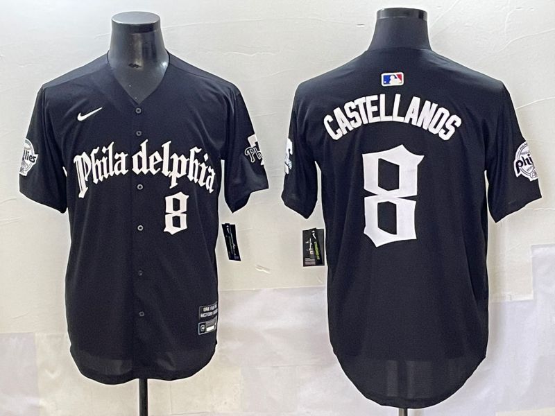 Men 2025 Philadelphia Phillies #8 Castellanos Black Five generations Joint Name Nike MLB Jersey style 5->philadelphia phillies->MLB Jersey